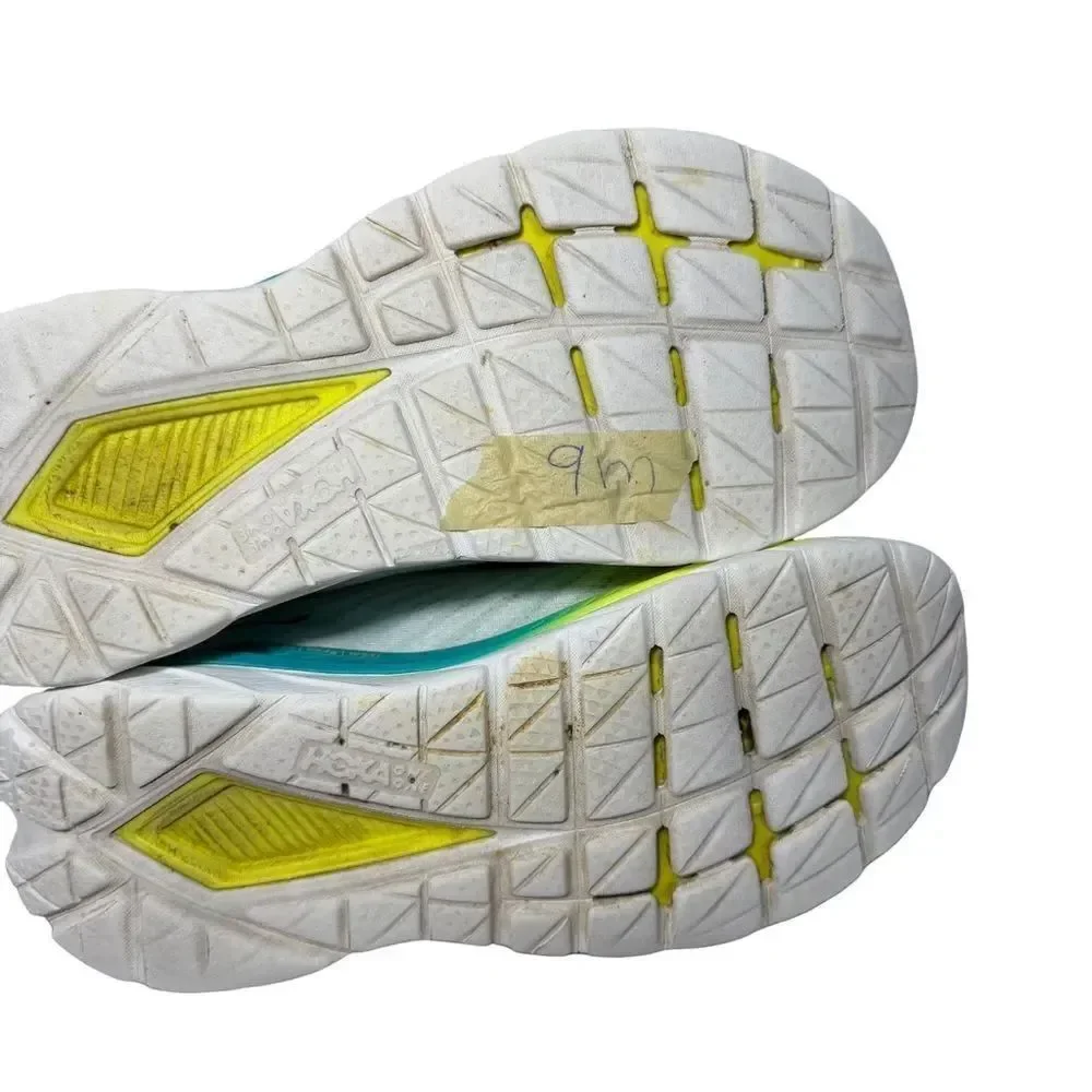 Hoka Mach 5 White and Yellow Athletic Sneakers size 9D